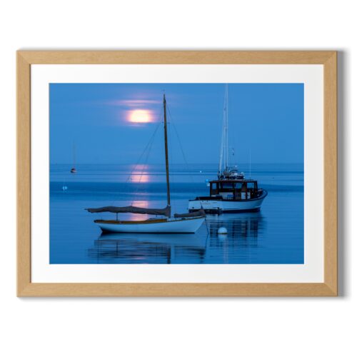 Print from Downeast Maine titled Full Moon from Clifton Dock