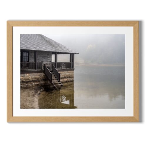 Print from Downeast Maine titled Full Moon from Clifton DockPrint from Downeast Maine titled The Boathouse in Fog